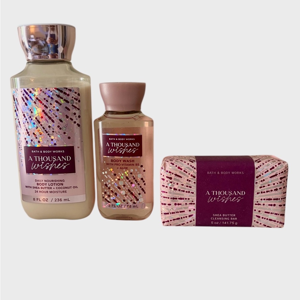 Bath and Body Works A Thousand Wishes Body Lotion 8oz Body Wash 3oz Bar Soap 5oz